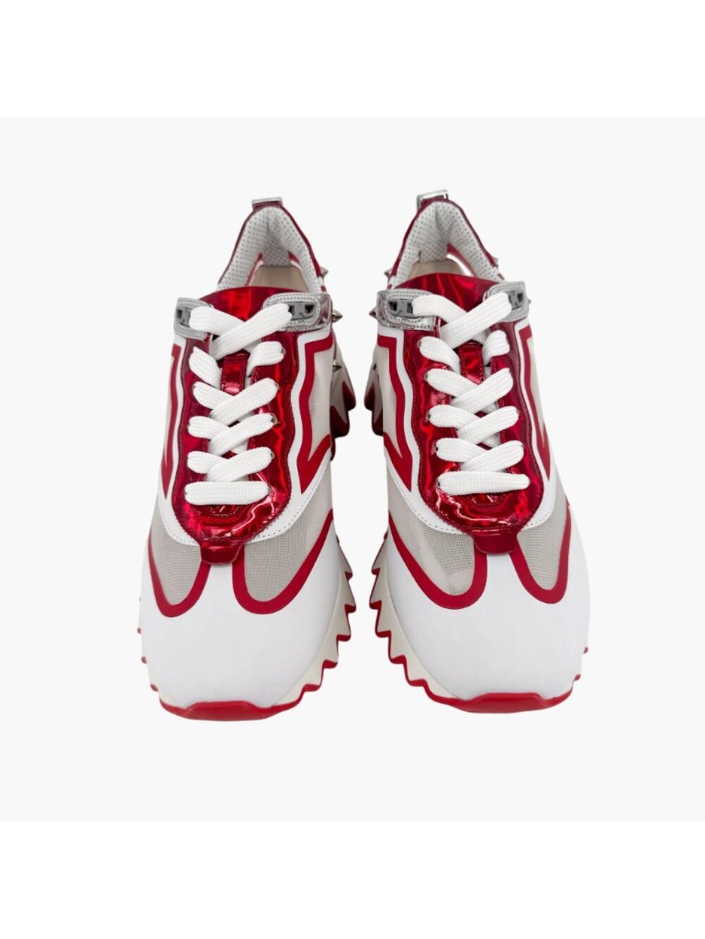 Christian Louboutin Sharkina White Mesh Red Sneakers Size 38.5 US 8.5 Women 6969 - Picture 3 of 15